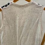 Vintage Speckled Floral Cottage House Tree Print Button Front Sweater Vest in Cream Tan Size L Photo 4