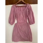 Free People  Cut Out For This Mini Dress FEMININE Puff Sleeve Pink Flower Trail M Photo 3