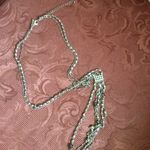 White House | Black Market WHBM Silver and Rhinestone Tassel Long Tassel Necklace Photo 4