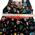 Love On A Hanger Black Christmas Ugly Sweater Kitty Cat Velour Overalls Sz Small Red Photo 7