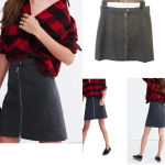 Madewell Wool Blend Zip Front Mini Skirt Grey Womens size 4 Photo 1