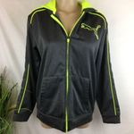 Puma Gray & Neon Green Zip Up Hoodie Athletic Sport Jacket L Photo 11