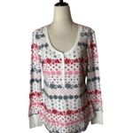 Victoria's Secret  Shirt Women Medium White Dream of Me Fair Isle Thermal Henley Photo 0