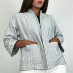 Eileen Fisher Women's Gray Striped Pocket Open Blazer Duster Jacket Cardigan S Photo 1