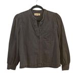 Madewell  Denim Collarless Popover Shirt in Black Shrader Wash Photo 1