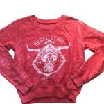 Billabong Cropped Sweatshirt Crew Neck Distressed Red Rebel Gypsy Size S Photo 0