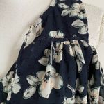 Anthropologie Moon River • Navy Blue Floral Blouse Cold Shoulder Swiss Dot  Photo 4