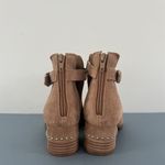 Chelsea and Violet Hendricks Suede Tan Peep Toe Cut Out Heel Shooties Photo 5