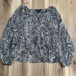 Fifteen Twenty Black White Gold Tie Neck Blouse Women’s XS Photo 0