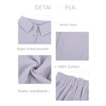 Cotton Linen Button Shirt Shorts Paper Bag Set Tracksuit Size Small NWT #0676VEG Purple Photo 2
