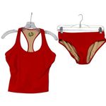 Ativa Red Racerback Tankini Two Piece Swimsuit Top sz 8 Bottom Sz 6 Sporty Photo 1