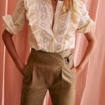 Sézane Sezane 100% lambs leather trousers in tan/ dark beige Photo 0