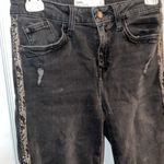 ZARA  faded black distressed jeans with snakeskin print stripe waist 27 length 36 Photo 2
