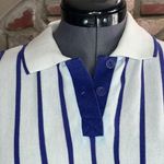 polo shirt striped diagonal blue navy white 1980s Size XL Photo 2