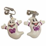 Lot of 2 Halloween Friendly Ghost Smiling Pumpkin Earrings Fall Harvest Season Photo 3