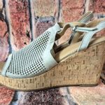 Franco Sarto Cork Platform Wedge Sling Back Sandal Taupe Size 10 Mesh Faux Suede Photo 7