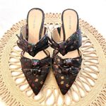 Gianni Bini Black Floral Print Twist Knot Pointed Toe Mules Size 10 Photo 1