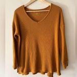 American Eagle Outfitters Women's Mustard Soft Waffle Knit Long Sleeve Photo 0