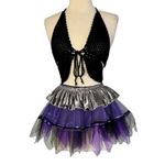 Y2K Crochet Butterfly Top Velvet Mesh Tutu Outfit Gothic Festival Cyberpunk OS Black Size undefined Photo 2