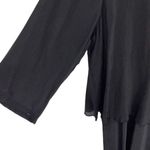 Click Color Me Cotton Womens 3/4 Sleeve Flowy Crinkle Layer Midi Dress Black XXL Photo 3