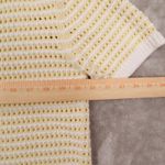 Christopher & Banks Vintage White Yellow Striped Short Sleeve Cardigan Sweater L Photo 2