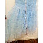 Mac Duggal  20529 Powder Blue Strapless Feathers Short Tulle Dress NWT sz 6 Photo 3
