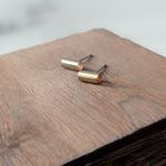 Vintage Stud Earrings Gold Tone Tube Photo 1