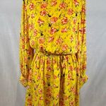 Halogen  yellow garden party floral belted chiffon dress size XL Photo 2