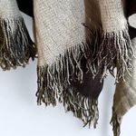 Grey and black vintage fringed shawl with a boho vibe Gray Photo 5