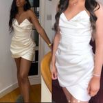 House Of CB  'Emanuela' Ivory white Draped Ruched Mini Dress NWOT size L‎ Photo 4