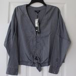 EXPRESS | oversized grey boyfriend slightly cropped shirt Photo 0