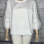 Grand & Greene Size 2X White Boho Floral Crochet Lace Keyhole Peasant Shirt Top Photo 2