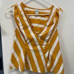 Maeve  Anthropologie Small Mustard and White Striped Tank Top $45 Photo 5