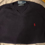 Ralph Lauren  Sweater Blue Knit Navy V-Neck Cable Photo 0