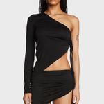 Edikted  Dolls Kill Franki Long Sleeve  Asymmetric Crop Top Black XL Photo 3
