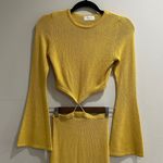 Meshki  Anna Flare Sleeve Knit  Dress Yellow Photo 6