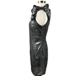 AQUA  Cocktail Dress One Shoulder Metallic Silver Pewter Sequins Bow Accent 2 Photo 4