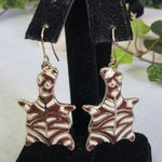 Vintage Brown with White Zebra Print Necklace And Earrings Set Photo 1