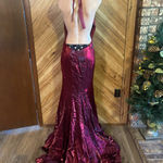 Jasz Women’s Size 10 Burgundy Deep V Halter Style Maxi Formal Dress Red Photo 5