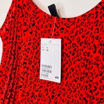 H&M NWT Focused H & M Red Cheetah Print Pleated Cami Top Blouse sz 0 Photo 4