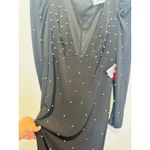 Mac Duggal  55797 Black Rhinestone Encrusted Long Sleeve V-Neck Jersey Gown sz 6 Photo 7
