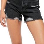 Free People NWT Makai Distressed Cut-Off Shorts in Black Photo 0