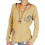 Harley Davidson HARLEY-DAVIDSON Persistence LS Henley Top Women XL Light Bronze Biker Moto Boho Photo 0