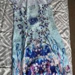 Traditional Chinese qipao embroidered floral silk dress Blue Photo 0