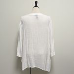 Focus Casual Life Waffle Knit V Neck Linen Blend White Size M Photo 4