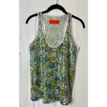 Clover Canyon  Green Blue Leaf Sequin Sheer Sleeveless Tank Top Blouse Sz Small Photo 4
