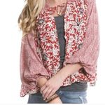 Free People Rouge open cardigan floral Balloon Sleeve Top Red XS Photo 9