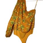 Cami NYC  The Lenore Silk Bodysuit One Shoulder Long Sleeve Yellow Citrus S NWT Photo 1