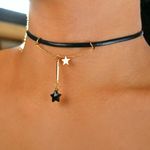 Dolls Kill ⭐️Black Leather Gold Bar Double Cross Slider Minimalist Choker Necklace Photo 5