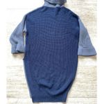 Anthropologie  Moth Sweater Dress Womens M Gray Blue Turtleneck Ribbed Slit Tunic Photo 4